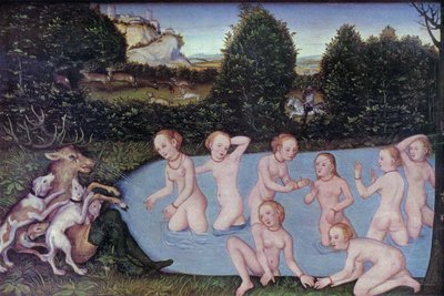 Tyska: Diana und Aktäon Diana och Actaeon av workshop of Lucas Cranach the Elder