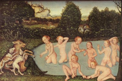Tyska: Diana und Aktäon Diana och Actaeon av workshop of Lucas Cranach the Elder