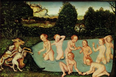 Tyska: Diana und Aktäon Diana och Actaeon av workshop of Lucas Cranach the Elder