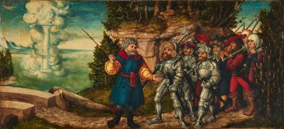 Tyska: Moses und die Wolkensäule Moses och molnpelaren av workshop of Lucas Cranach the Elder