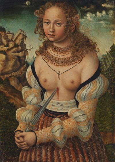 Tyska: Selbstmord der Lucretia Lucretias självmord av workshop of Lucas Cranach the Elder