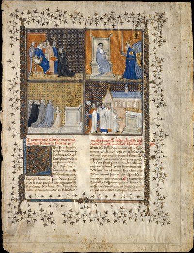 Blad från ett manuskript av Valerius Maximus, ca. 1380-90. av Workshop of Pierre Remiet