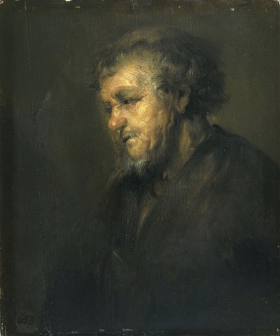 Studie av en gammal man i profil av Workshop of Rembrandt