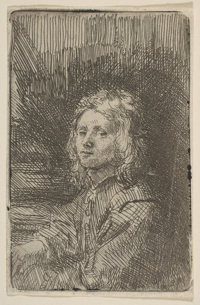 Ung man, halvlång, 1620-69. av Workshop of Rembrandt