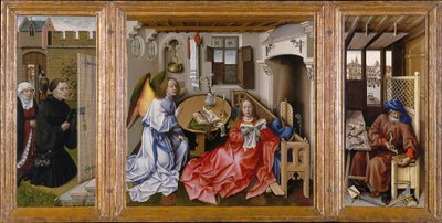 Mérode-altartavlan (Triptyken med bebådelsen) av Workshop of Robert Campin