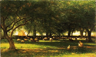 Middag i fruktträdgården, 1900. av Worthington Whittredge