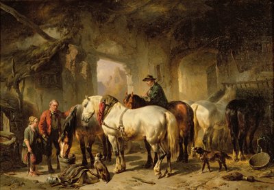 Heste Fodring i Staldsven av Wouterus Verschuur