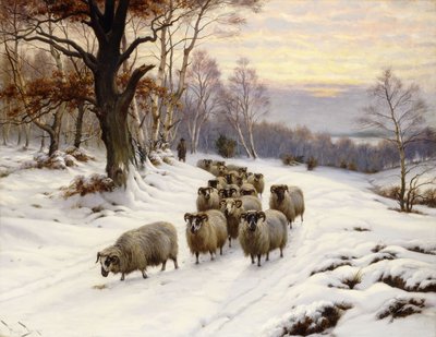 En herde och hans flock på en stig på vintern av Wright Barker