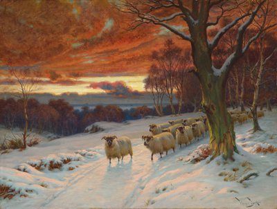 En vinterkväll (olja på duk) av Wright Barker