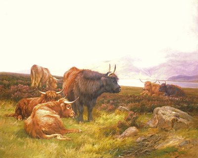 Highlanders vid en sjö av Wright Barker