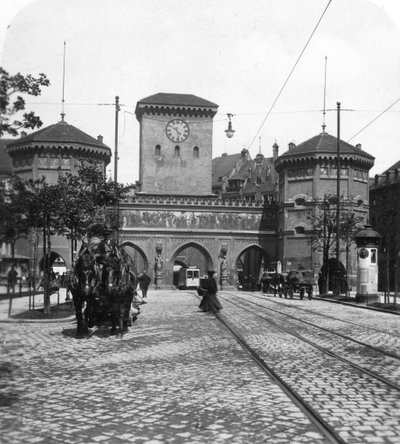 Isartor Isar Gate, München, Tyskland, c1900-talet. av Wurthle and Sons