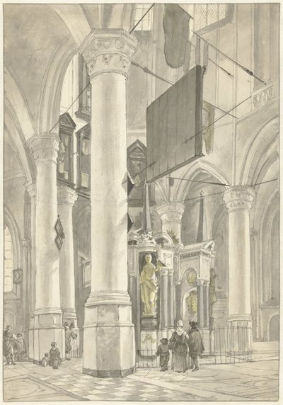 Utsikt i Nieuwe Kerk i Delft, med gravmonumentet William av Orange av Wybrand Hendriks