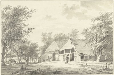 Landskap med gård och kvinna med korg av Wybrand Hendriks