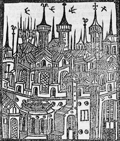 Träsnitt från The Chronicle of Englonde, 1497 av Wynkyn de Worde