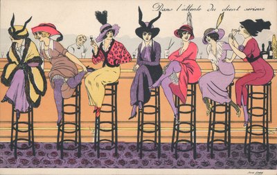 Väntar på en seriös kund (färglitografi) av Xavier Sager