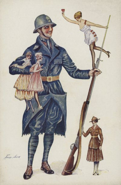 Soldat omgiven av flickor av Xavier Sager