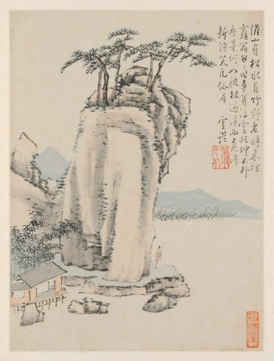 Album of Seasonal Landscapes, Leaf G föregående blad 7, 1668. av Xiao Yuncong