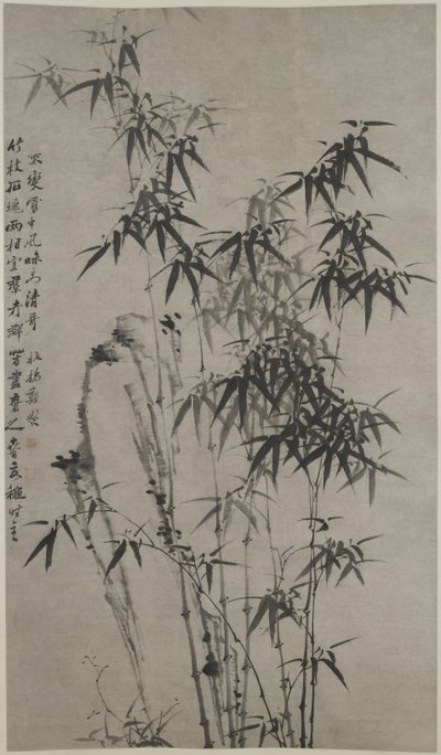 Bamboo and Rocks, ca 1760 (bläck på papper) av Xie Zheng