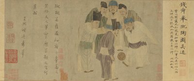Cuju Scroll (Kejsar Taizu spelar cuju) (färg på papper) av Xuan Qian