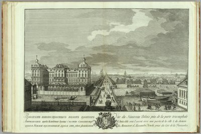 De nybyggda kamrarna mitt emot Anichkovportarna Boka till 50-årsdagen av grundandet av St. Petersburg, 1753 av Yakov Vasilyevich Vasilyev