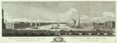 Utsikt över floden Neva mellan Isaac-kyrkan och Cadet Corps Book till 50-årsdagen av St Petersburg, 1753 av Yakov Vasilyevich Vasilyev