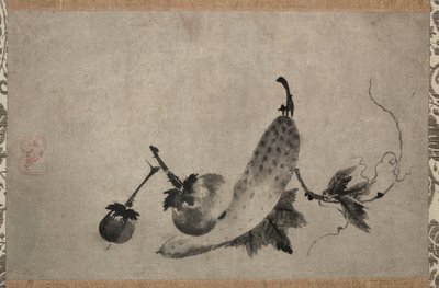 Gurkor och aubergine, 1500-tal. av Yamada Doan
