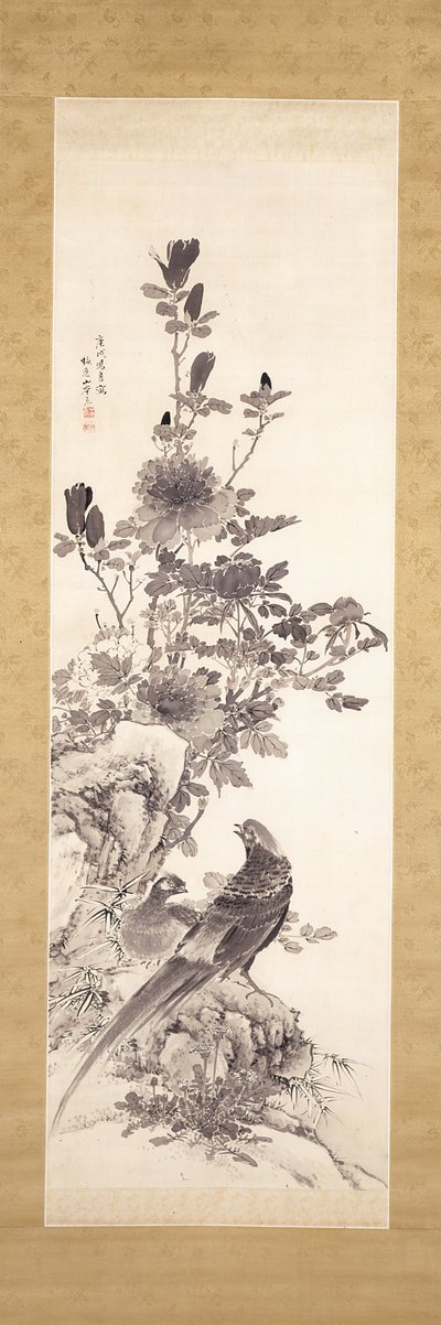 Pioner och guldfasaner (bläck på siden) av Yamamoto Baiitsu