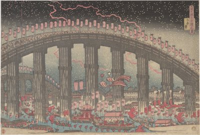 Tenmangu-festivalen i Osaka av Yashima Gakutei