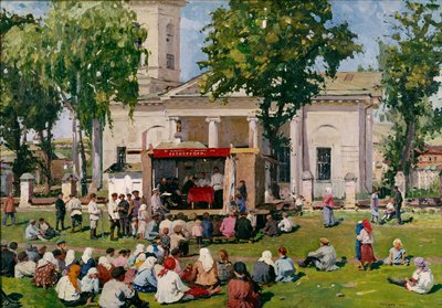 Samarbetsdagen i en by, 1926 av Yefim Mikhailovich Tcheptsov