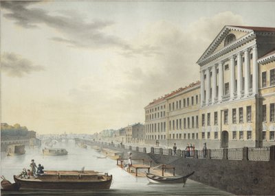 Utsikt över Fontanka-floden från Izmailovsky-bron, 1820-1823 av Yermolai Ivanovich Yesakov