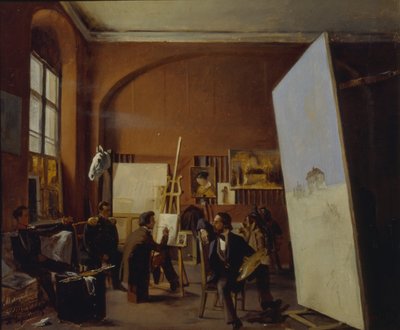 Ateljé av målaren greve Vasilij Maksutov, 1858 av Yevgraf Semyonovich Sorokin