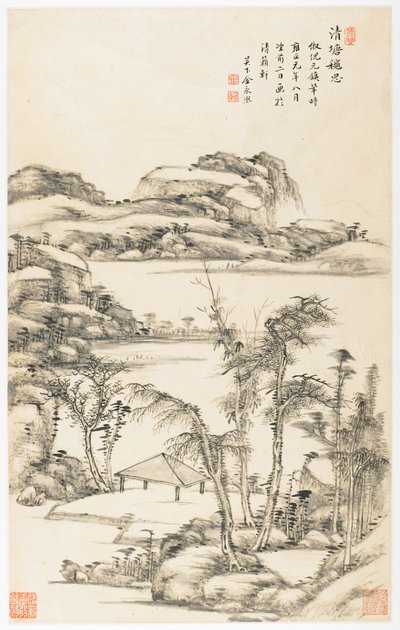 Autumnal Contemplation in Clean Pond, från ett album med 12 blad av Yongxi Jin