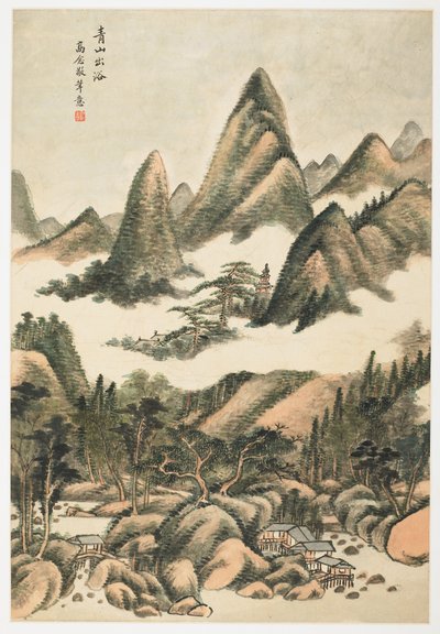 Green Mountain Just After a Bath, från ett album med 12 blad av Yongxi Jin