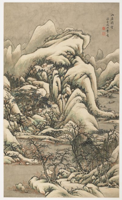 Snow in Mountain Villa, från ett album med 12 blad av Yongxi Jin