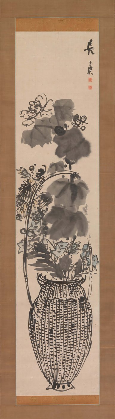 Höstblommor i en bambukorg, 1760-talet. av Yosa Buson