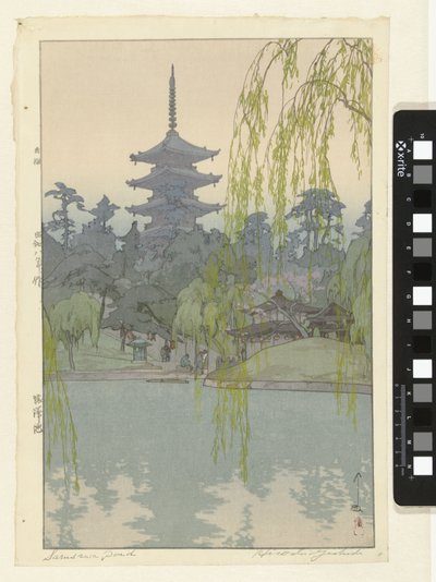 de sarusawa Sarusawa damm Sarusawa Ike (chit on obje ct) av Yoshida Hiroshi (signed by artist)