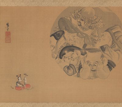 Seven Gods of Fortune (bläck & färger på siden) av Yoshimune Arai