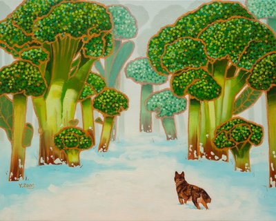 Brocolli-skogen, 2023 (olja på duk) av Yue Zeng