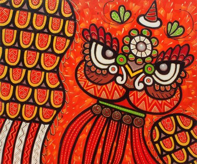 Lejondans röd, 2022 (olja på duk) av Yue Zeng