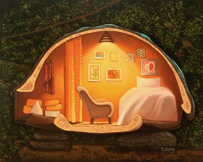 Turtle house, 2023 (olja på duk) av Yue Zeng