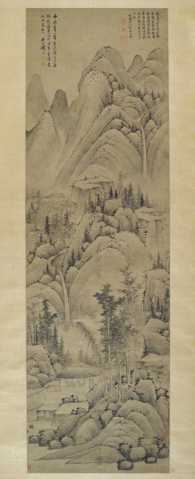 Landskap, hängande rulla, Mingdynastin (1368-1644) (bläck på papper) av Yun Hsiang Yun Hsiang