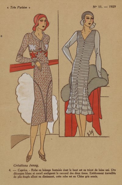 Very Parisian, 1929, nr 11: Creations Jenny. / 4. - Infall. - Ylleklänning... av Y.v. Luq