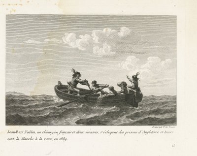 Jan Bart flyr från ett engelskt fängelse och korsar kanalen med roddbåt, 1689 Jean-Bart, Forbin, un operations français et deux mousses s