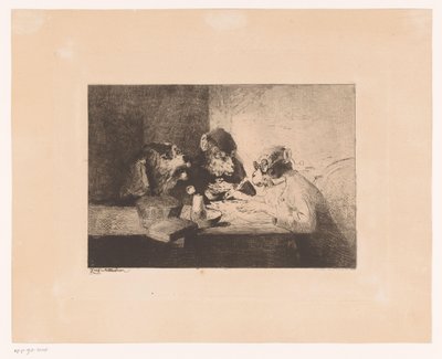 Utklädd apa ger en skrivlektion till en hund och apa av Zacharie Noterman