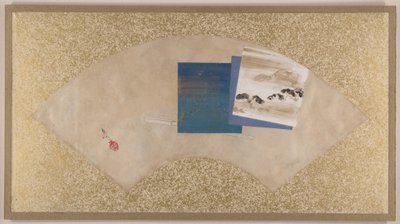 Three Landscapes, sent 1800-tal (solfjädermålning monterad som albumblad; tempera på papper) av Zeshin Shibata