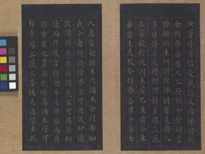 Sutra of Eternal Life (Wu Liang Shou Jing) 1837 (guldfärg på blått papper) av Zexu Lin