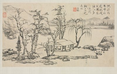 Landscape Album in Various Styles: Landscape after Ni Zan, 1684. av Zha Shibiao