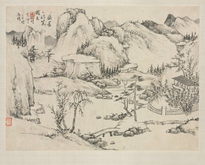 Landskapsalbum i olika stilar: Scenery of Mount Changbai efter Huang Gongwang, 1684. av Zha Shibiao