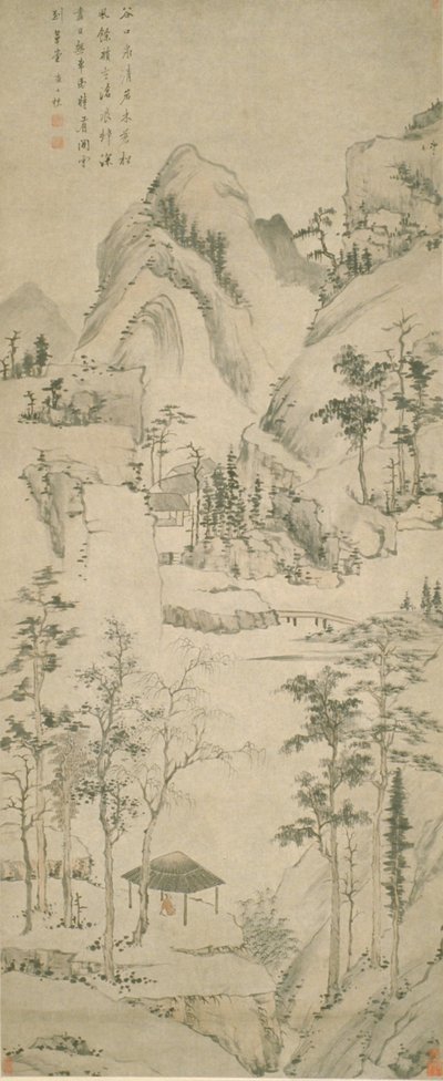 Landskap med figur (bläck och färg på papper) av Zha Shibiao