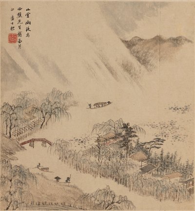 Flodlandskap, troligen 1666 av Zha Shibiao